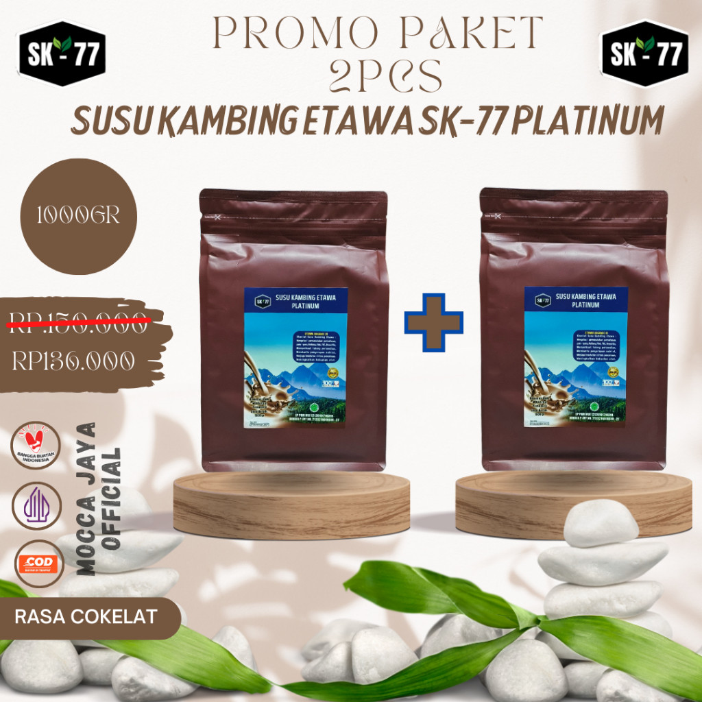 

PAKET HEMAT 2PCS SUSU KAMBING ETAWA SK-77 PLATINUM RASA COKELAT KEMASAN 200GR\500GR\1000GR
