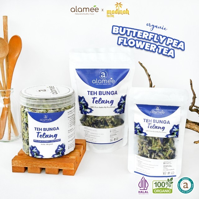 

ALAMEE Teh Bunga Telang Kering Butterfly Pea Tea Teh Herbal Organik Alami madinah