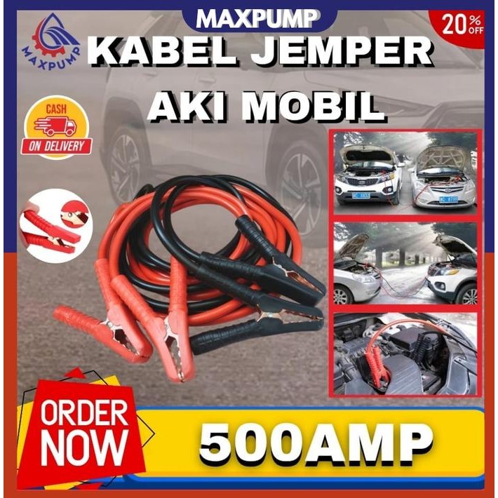 MAXPUMP Kabel Jumper Aki 500AMP Panjang 195cm untuk Mobil & Mesin Diesel Baterai Starter Booster Car
