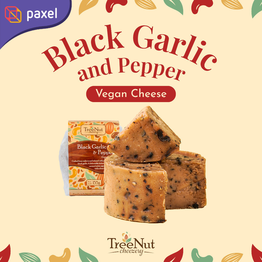 

Keju Vegan Black Garlic & Pepper Rasa Umami – Cheese Nabati - Vegetarian Food | TreeNut Cheezery