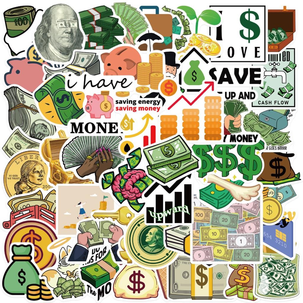 

50pcs Funny Money Dollar Aesthetic Graffiti Stickers Luggage Skateboard Laptop Guitar Sticker Decals Toys