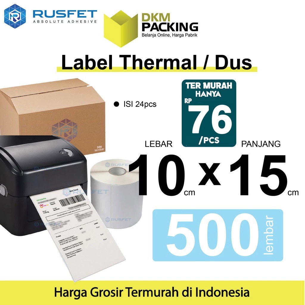 

Label Thermal Stiker Printer Resi Sticker Barcode POS A6 10x15cm / DUS
