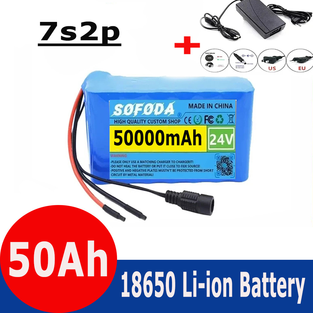 7s2p 24V 50Ah 18650 lithium-ion battery pack 29.4v 50000mAh lithium-ion battery pack with BMS