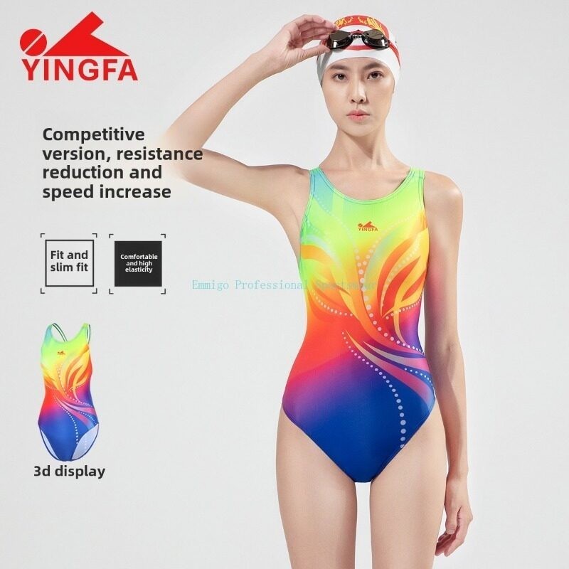 Yingfa Racing Swimsuit Segitiga Wanita One Piece Swimsuit Digital Printed Swimsuit Wanita Nyaman Kom