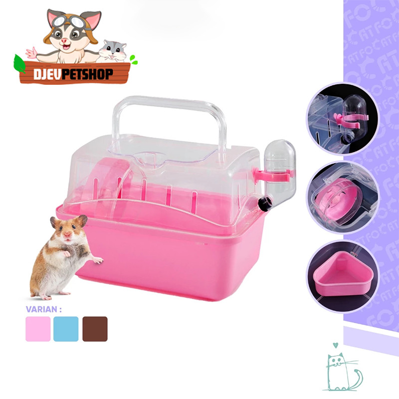 DJEVPETSHOP Kandang Hamster Portable Mini Rumah Mainan Hamster Hewan Kecil MewahTravelling Box Kanda