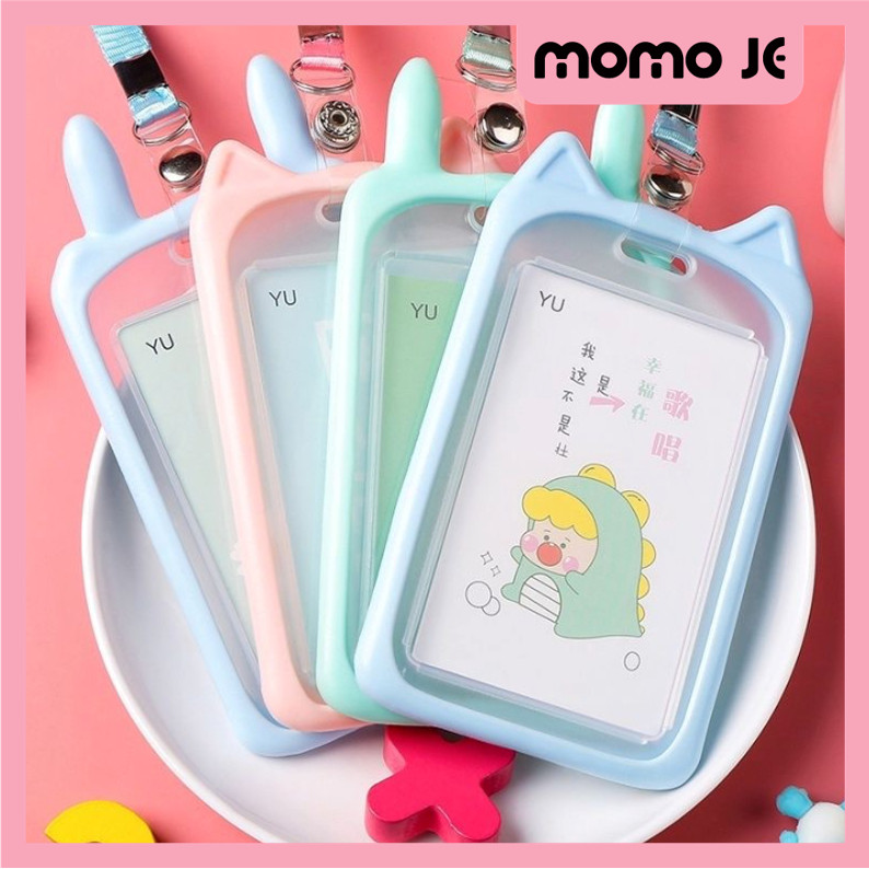 

MOMO JE - 5770 Name Tag Lanyard Gantungan Kartu Motif Kuping Id Card Holder Akses MRT Busway E-Money Bentuk Karakter Warna Pastel