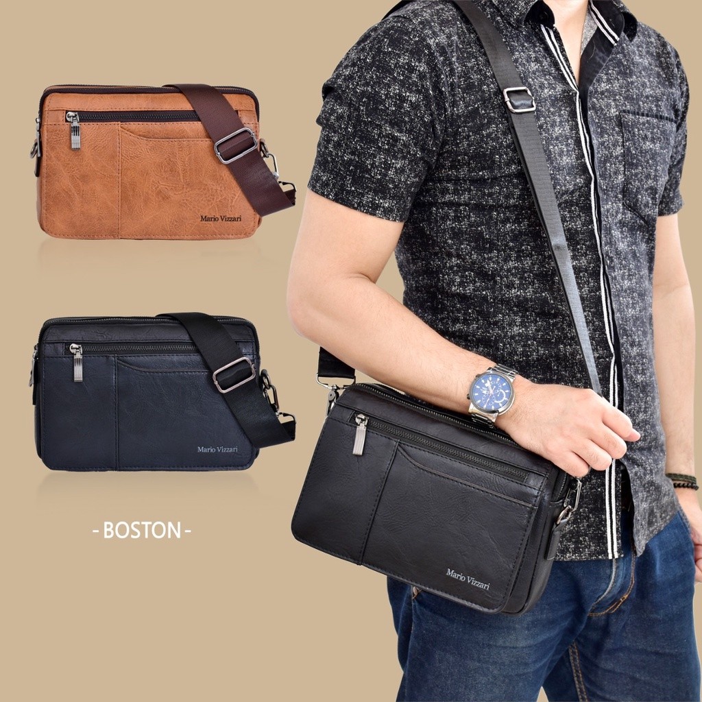 Tas Selempang Pria Kulit Mario Vizzari Boston (6059-2)