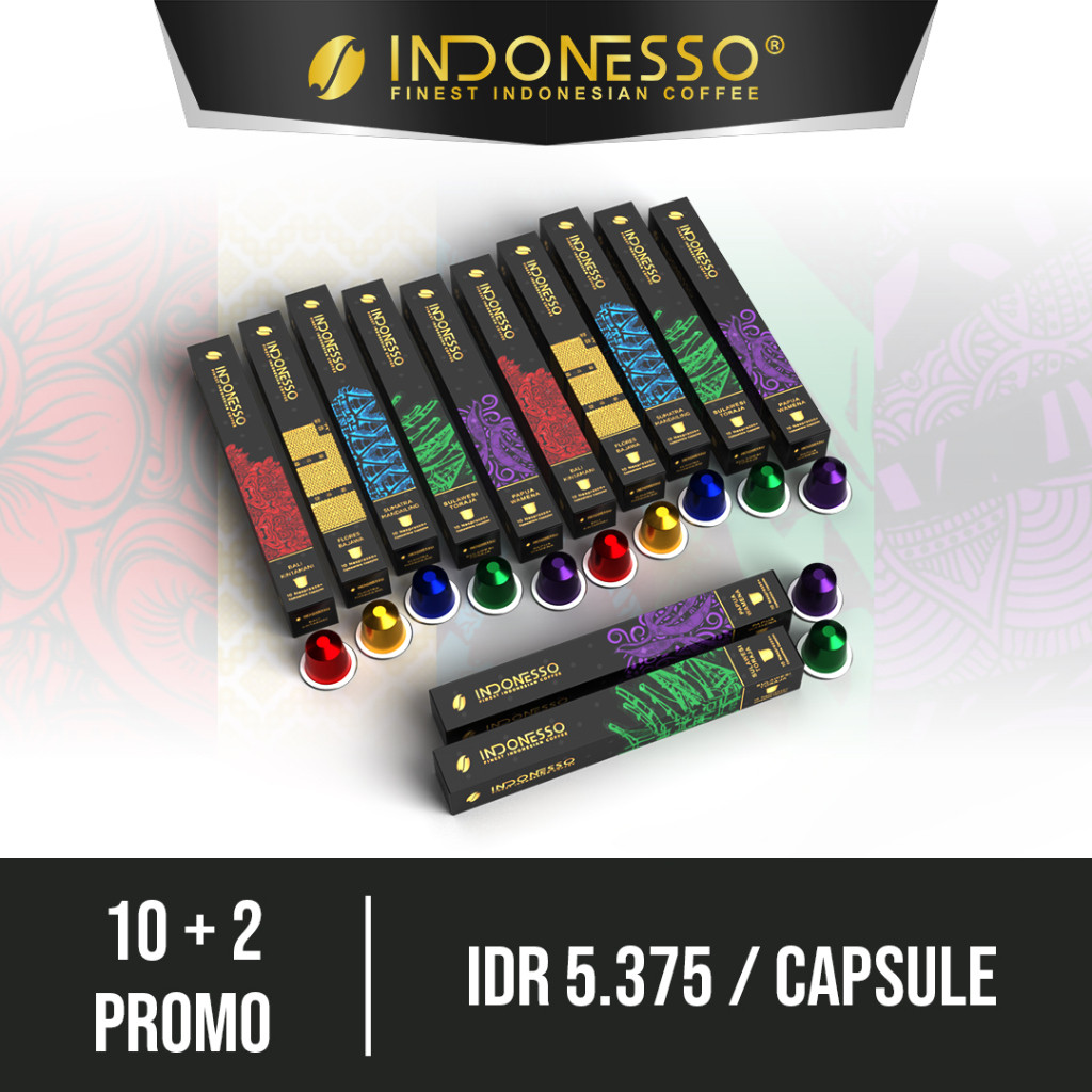 

INDONESSO PROMO 10+2 Specialty Coffee Capsules Compatible with Nespresso Machines / Kapsul Kopi
