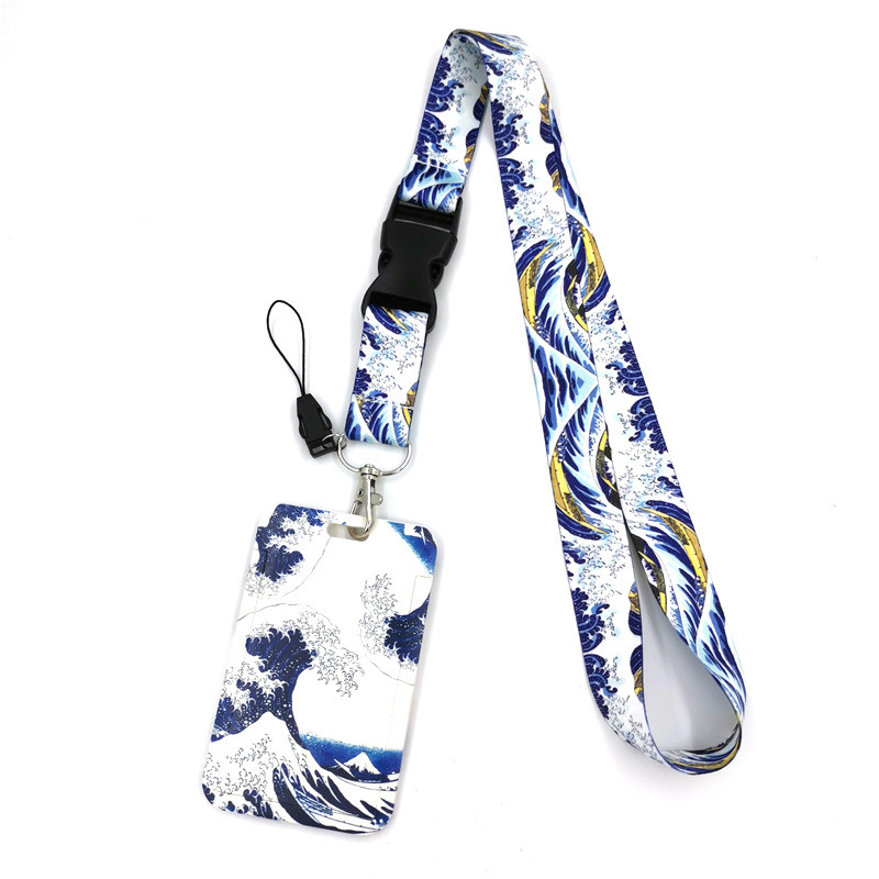 

Kanagawa Hokusai Waves Art Cartoon Anime Fashion Lanyards Bus ID Name Work Card Holder Accessories Decorations Kids Gifts