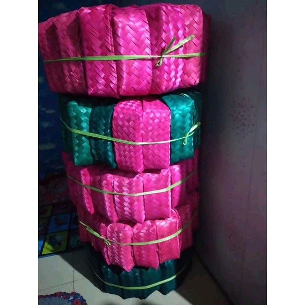 [ READY ] BESEK BAMBU WARNA | KOTAK NASI | BESEK NASI CATERING UKURAN 18 X 18 CM  BS 7
