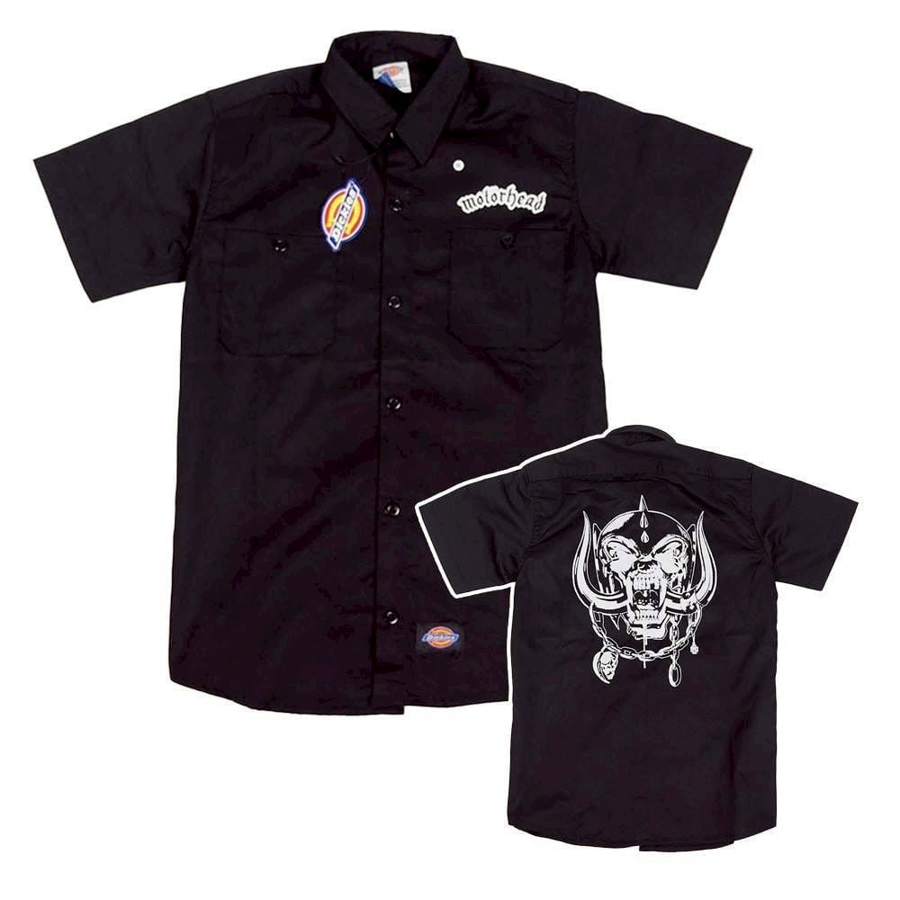 KEMEJA KERJA WORKSHIRT MUSIC BAND MOTORHEAD BIG BACK LOGO HITAM