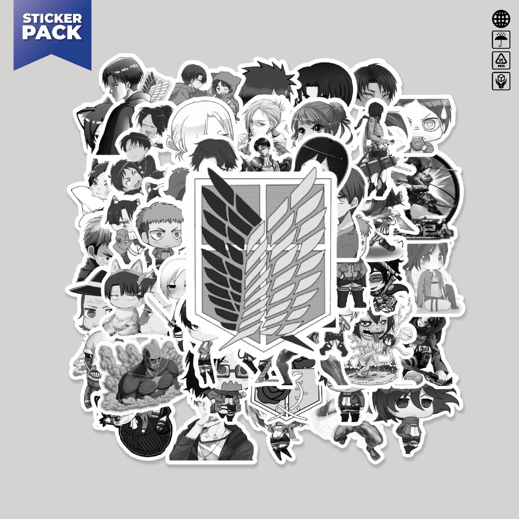 

[100PCS]Stiker Pack Stiker Anime Attack on Titan (Shingeki no Kyojin) Aesthetic Vinyl Anti Air Dekorasi Sticker Laptop Buku Journal Koper Helm Casing HP Gitar Helm Skateboard