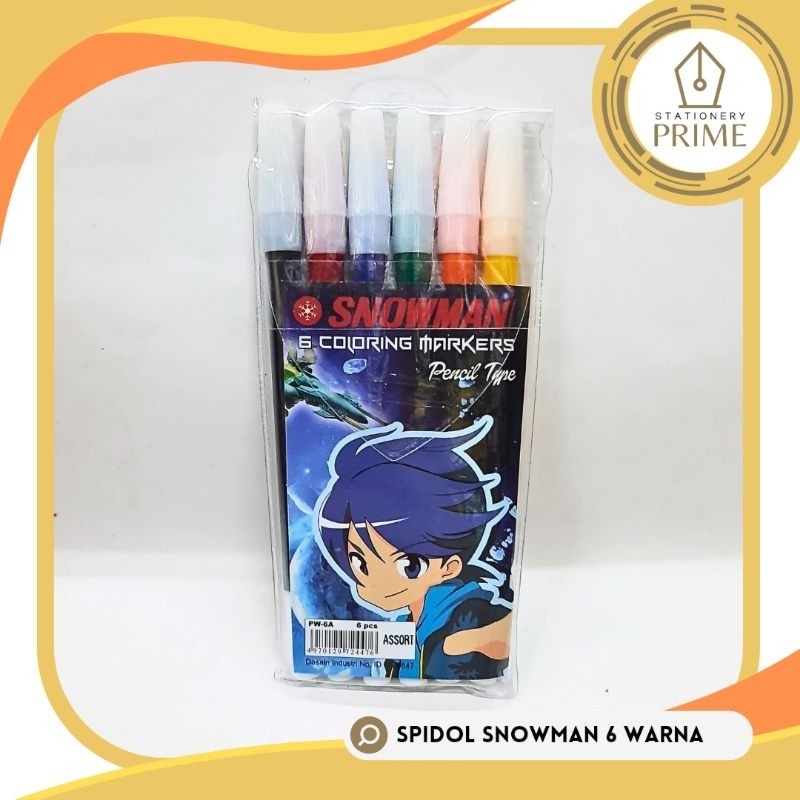 

Spidol Warna / Coloring Markers Snowman 6 Warna PW-6A Pencil Type