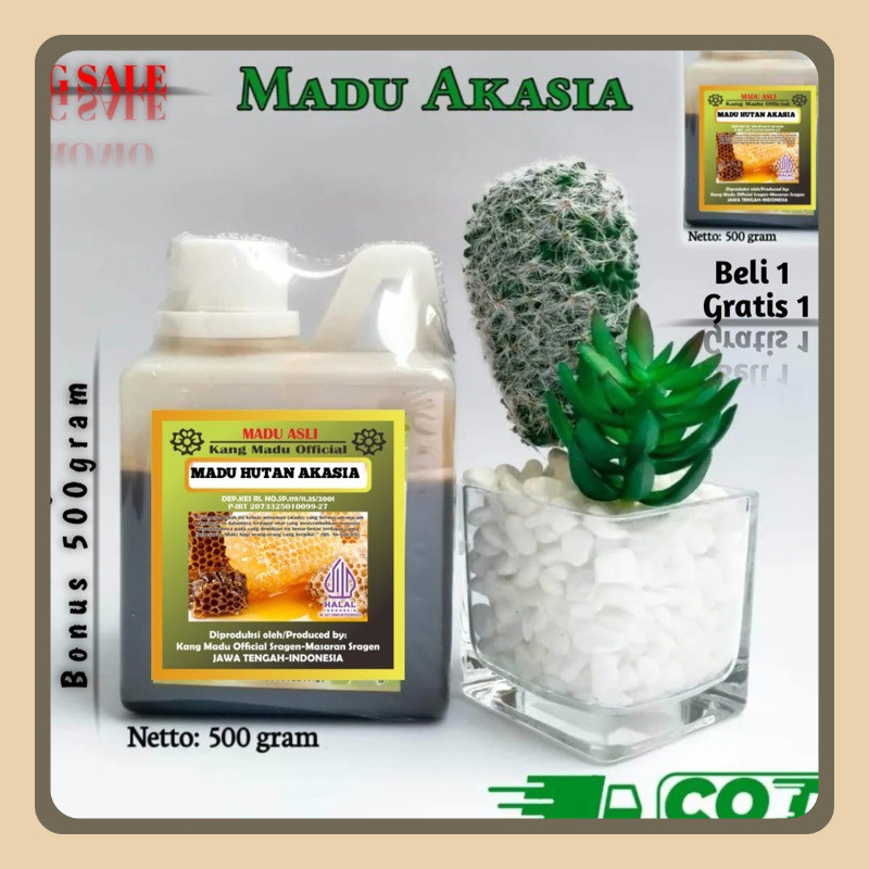 

PROMO BELI 500gram BONUS 500gram TOTAL 1000gram MADU HUTAN AKASIA HITAM MANIS