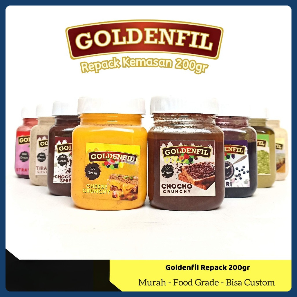 

Goldenfil Repack 200gr / Selai Roti Bakar / Toping Roti / Selai Roti / Selai Coklat /Olesan Roti