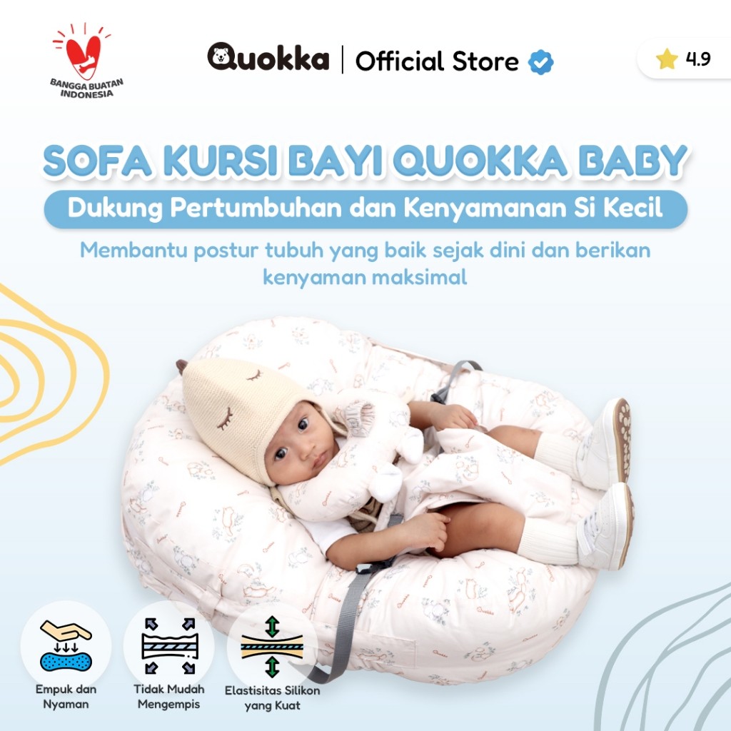 QUOKKA -  Sofa Kursi Bayi + Bantal Dot Kursi Belajar duduk Multifungsi Empuk Ergonomis Kado Lahiran/
