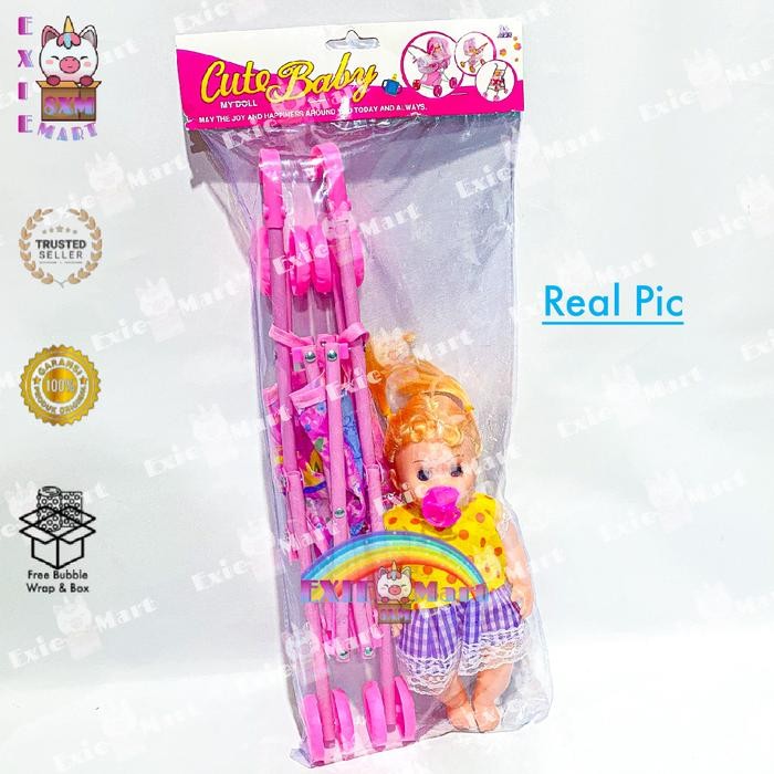 ONLINEZON MAINAN ANAK DORONGAN STROLLER BONEKA BAYI NANGIS - MAINAN STROLLER BAYI NANGIS KERETA BONE