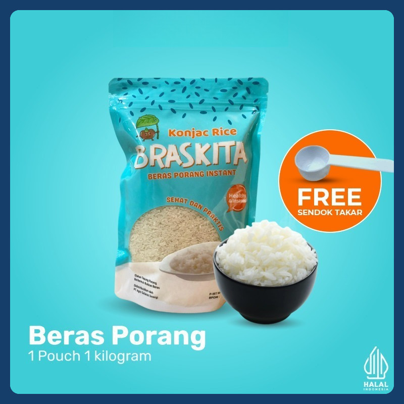 

Braskita 1 Kg Pouch Beras Porang Instant Sehat Praktis Shirataki Konjac Rice Diet Rendah Kalori Gula