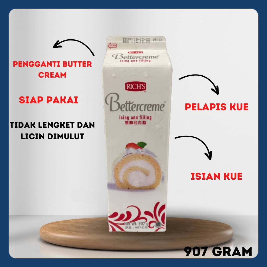 

RICH'S BETTERCREME WHIPPED CREAM 907 GR ( NON DAIRY ) BUTTER CREAM