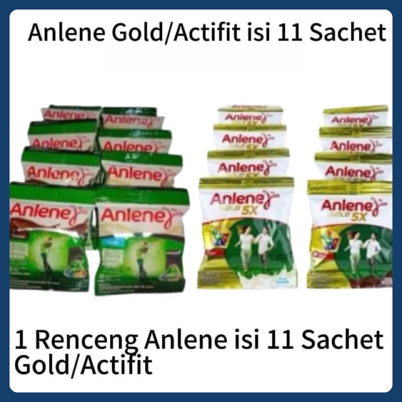 

ANLENE SACHET ISI 11 SACHET GOLD 25GR / ACTIFIT VANILA 20GR COKLAT 22GR (11 SACHET) EXP JUNI SEPT 2026