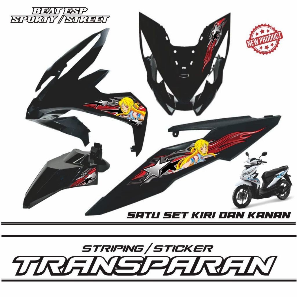 STIKER STRIPING TRANSPARAN BEAT SPORTY 2016-2019 VARIASI KEREN