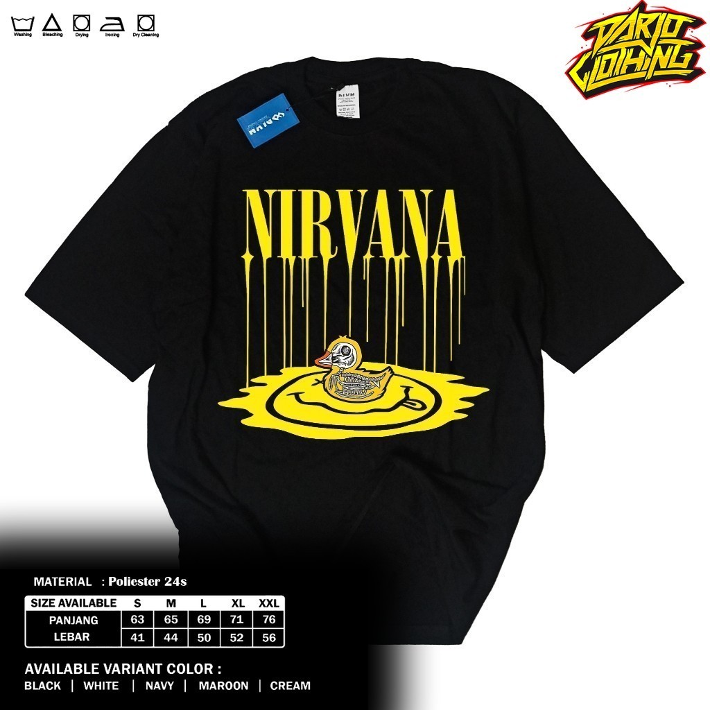 Nirvana│Kaos Nirvana Oversize │nirvana t shirtbaju nirvana original kaos nirvana oversize Semi Katun