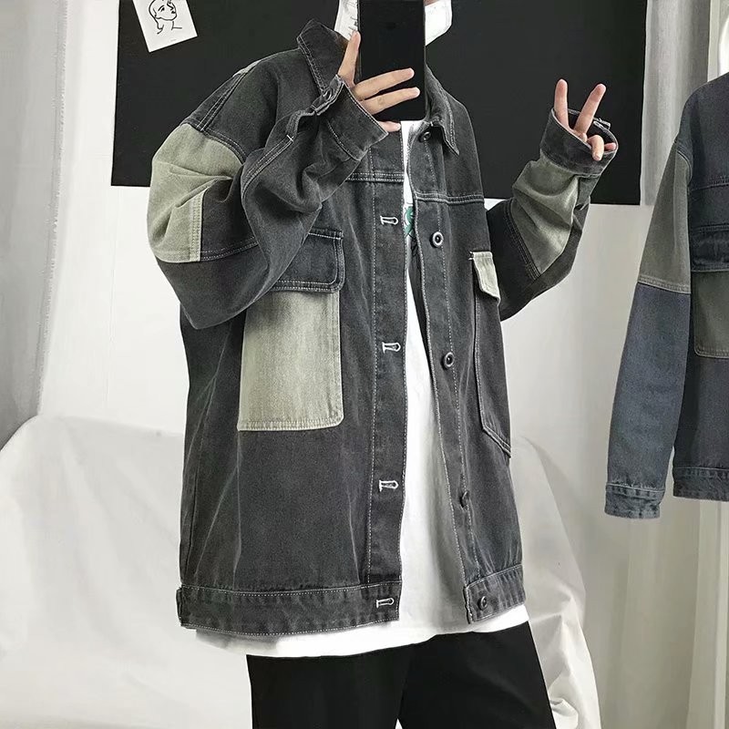 2024 Men's Casual Oversize Denim Jacket Korean Streetwear Men Jeans Jacket Coats Casual Windbreaker 
