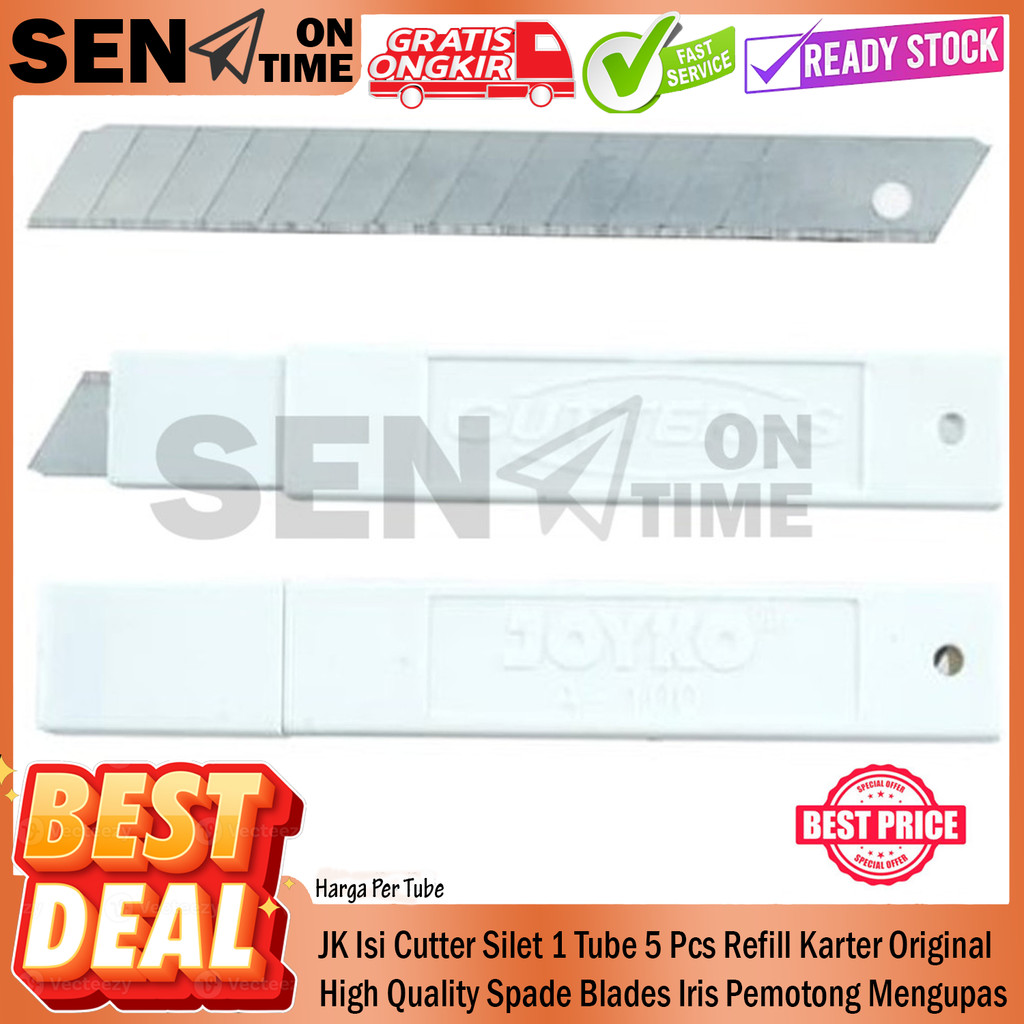 

JK Cutter A-100 Refill Isi Ulang 1 Tube 5 Pcs Kecil Mini Cuter Carter Karter Katter Kater Refil Pemotong Ketter Kael Cabel Cable Anti Karat Korosi Spare Blades Mata Alat Tulis Original High Quality Potong Kupas SJN Belah kertas Bagi Tepat