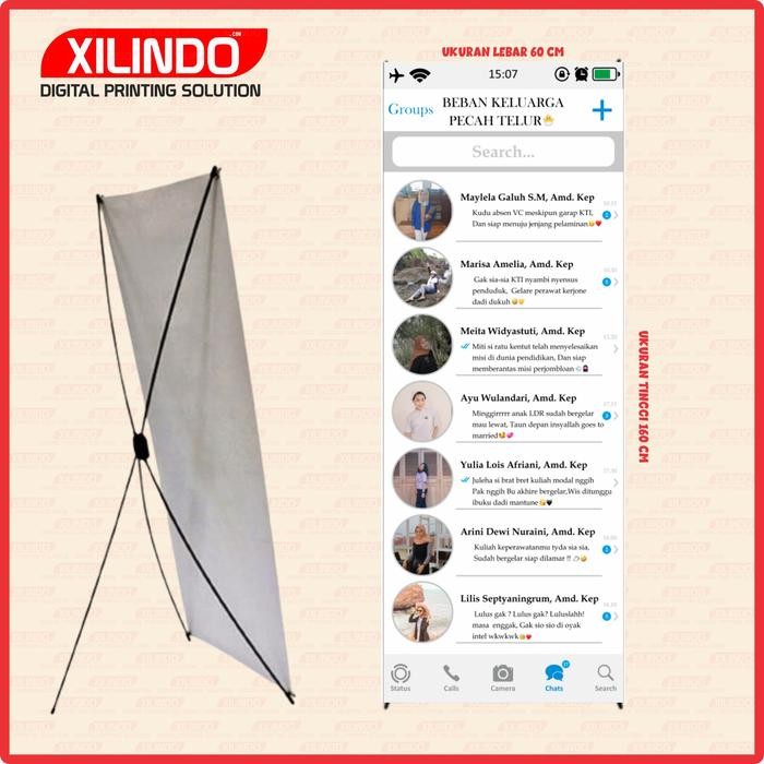 Promo PAKET STAND BANNER XBANNER ACARA WISUDA KELULUSAN MOTIF WA WHATSAPP - Biaya Desain terlaris