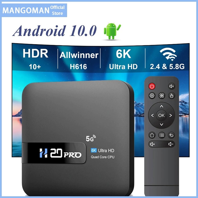 MANGO MAN H20Pro Android Tv Box 5G Wifi Smart Set Top Box 16GB Ram 256 Rom Android 10.0 2.4G Full HD