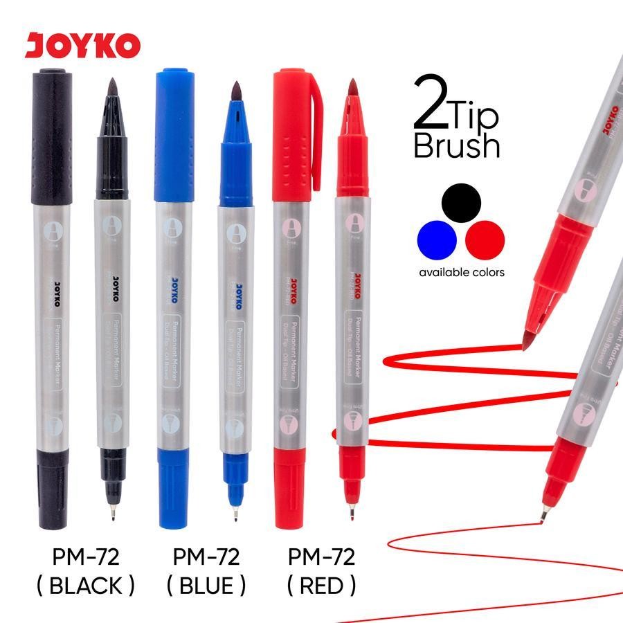 

Permanent Marker Spidol Permanen Dual Tip Joyko PM-72 Hitam
