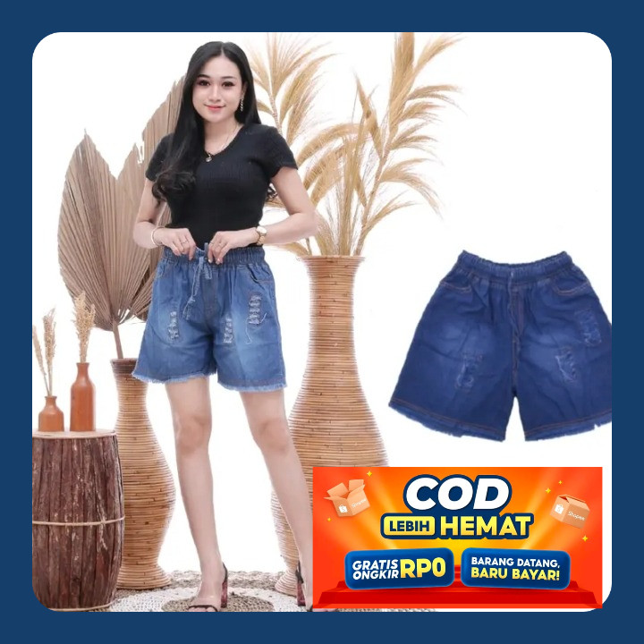 Celana Pendek Wanita HOT PANTS JEANS SOBEK RAWIS