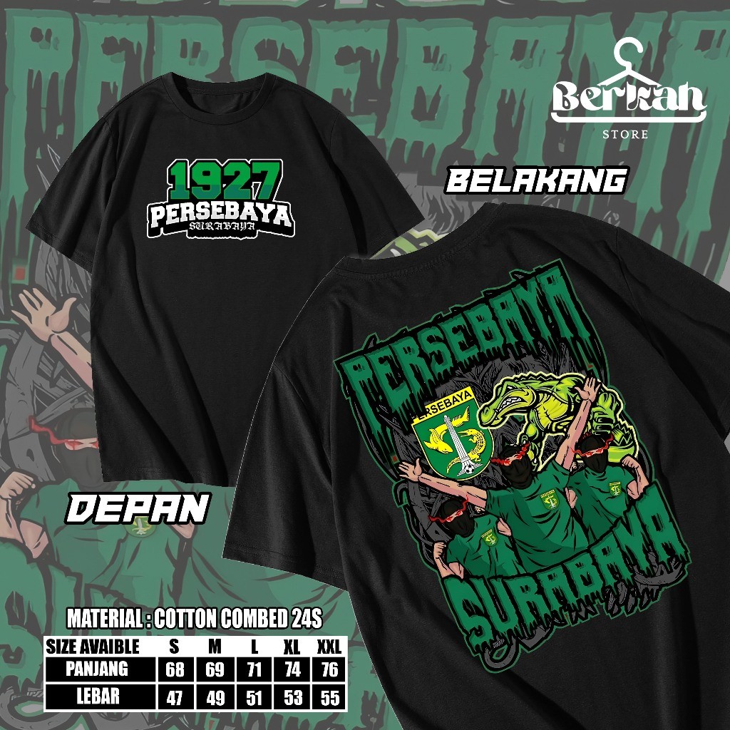 Kaos Distro Motif PERSEBAYA 1927 Kaos PERSEBAYA SURABAYA Viral Terbaru Baju pria dan wanita tersedia