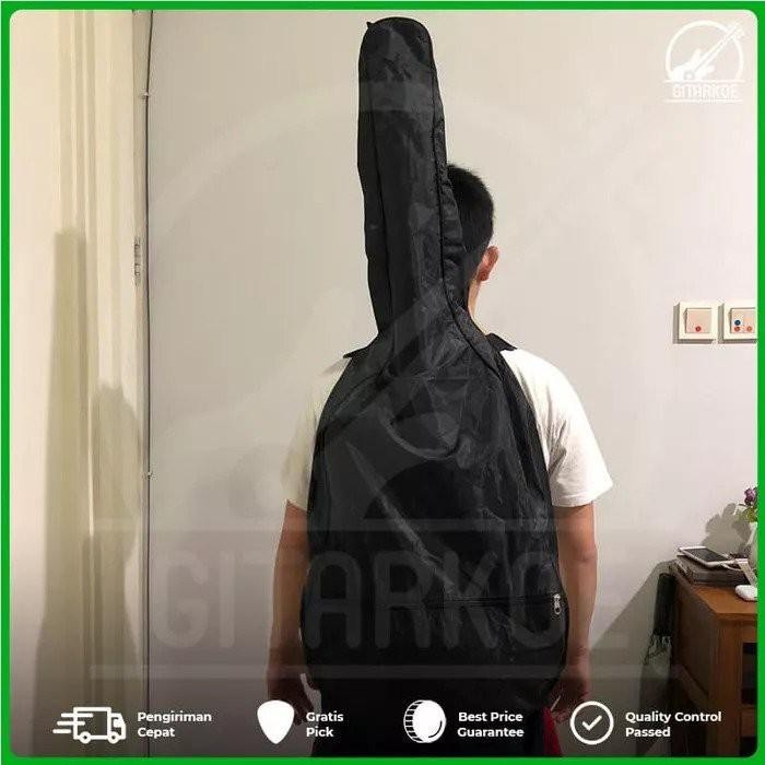 Promo Tas Gitar Akustik Klasik Jumbo Softcase Gitar Hitam Polos Bahan Anti Air - Akustik Terlaris