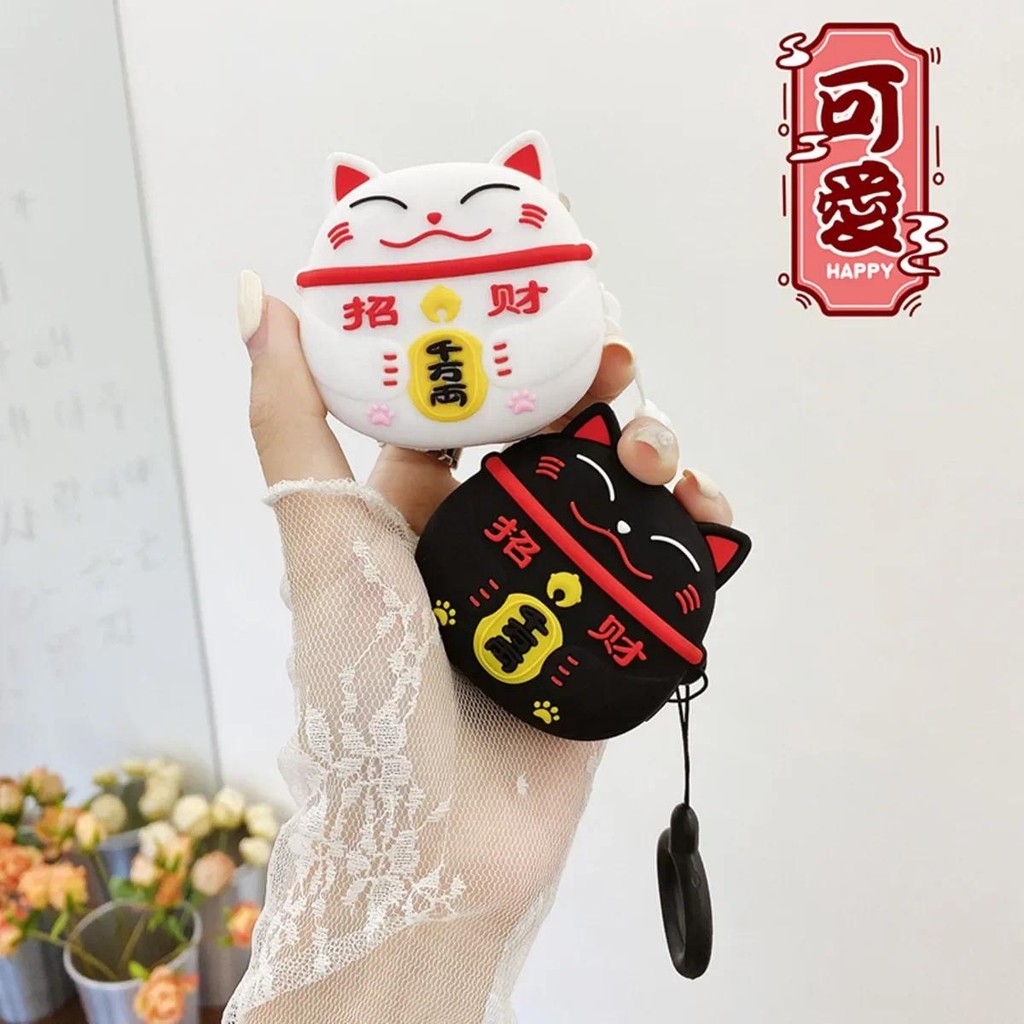 For Samsung Galaxy Buds FE/Buds 2 pro/Buds Live/Buds pro/Buds 2,Cartoon Kawaii Lucky Cat Design Sili