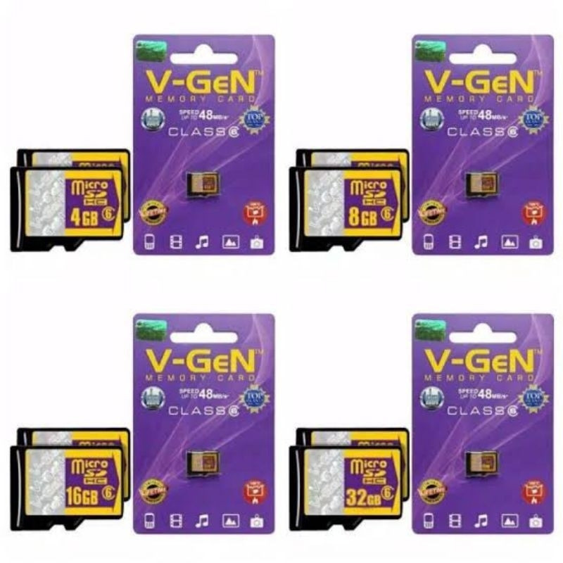 Memory Card Kartu Memori Vgen Micro SD  V-Gen 4GB 8GB 16GB 32GB Class 6 Top Brand Memori CCTV HP