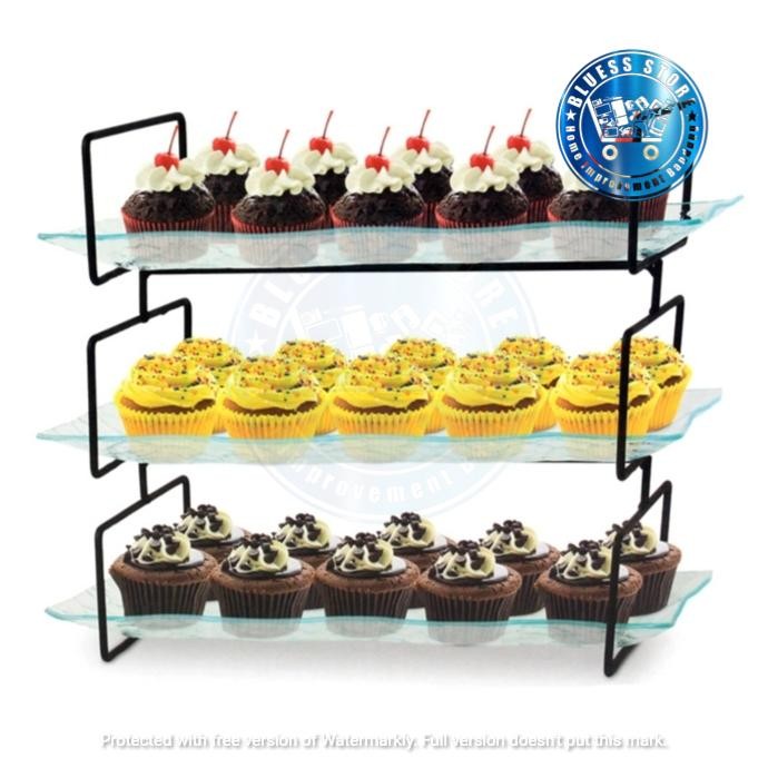 Appetite Wadah Saji Cain Dengan Rak 3 Tingkat Tempat Saji Makanan Kue