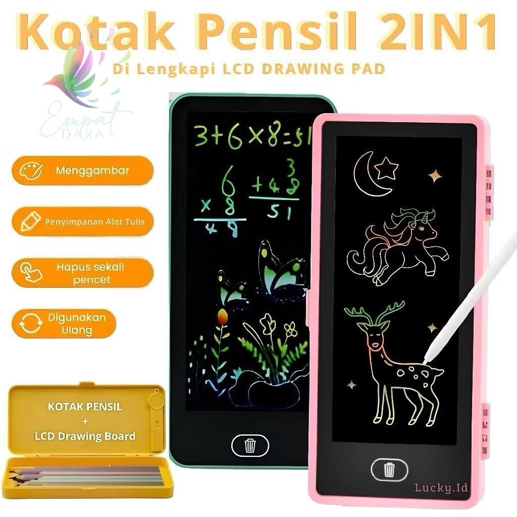 

[4D] Kotak Pensil Case Besar Lcd Writing Drawing Box Case Ukuran Besar Pencil Drawing Pad Edukasi 2in1