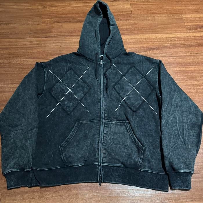 Hoodie Zipper Black Tie Dye Juan Homme Korea - Size M Oversize