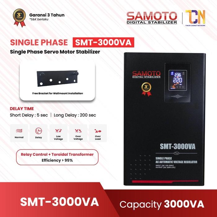 SAMOTO Stabilizer 3000VA Stavolt Single Phase Stavolt SMT3000VA Stabiliser SMT Samoto