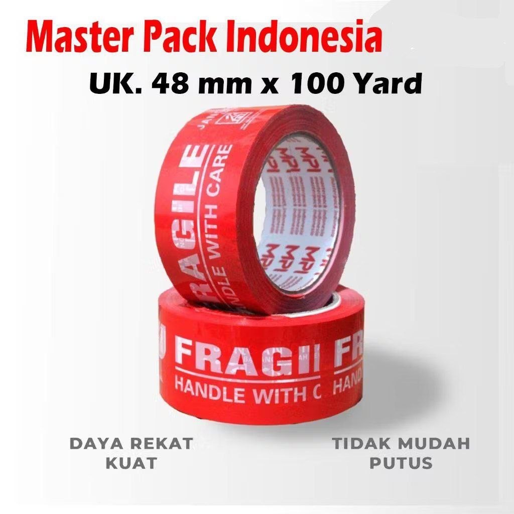 

Lakban MPI Fragile Merah 48 mm x 100 Yard - Handle With Care Jangan Di Banting