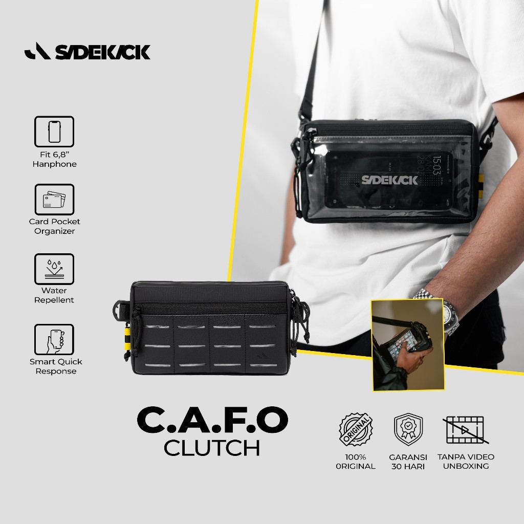 Ready NR Sidekick Project CAFO Clutch Pria Warna Hitam Multifungsi (Organizer Card Pocket  Dompet HP