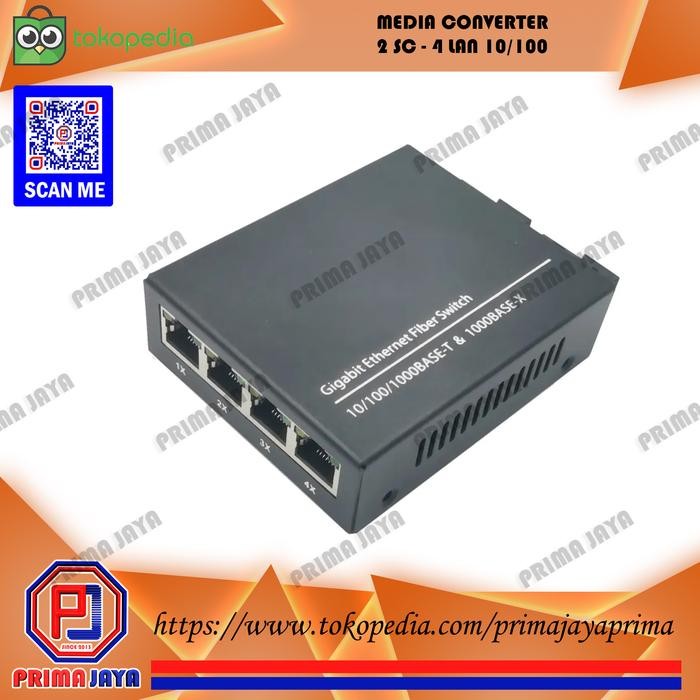 Media Converter Fiber Optik 2FO - 4Lan RJ45 HTB 2-4,  2sc 4 lanNew