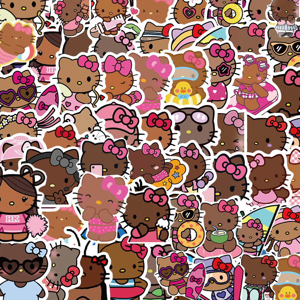 

10/30/66pcs Cute Cartoon Hello Kitty Stickers Aesthetic DIY Bicycle Guitar Laptop Scrapbooking Waterproof Sticker Kids Toys Gift