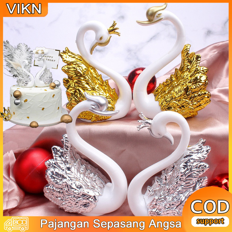 [Ready Stock] Sepasang Angsa Gold / Ornamen angsa / Dekorasi rumah / Dekorasi pernikahan / Dekorasi 