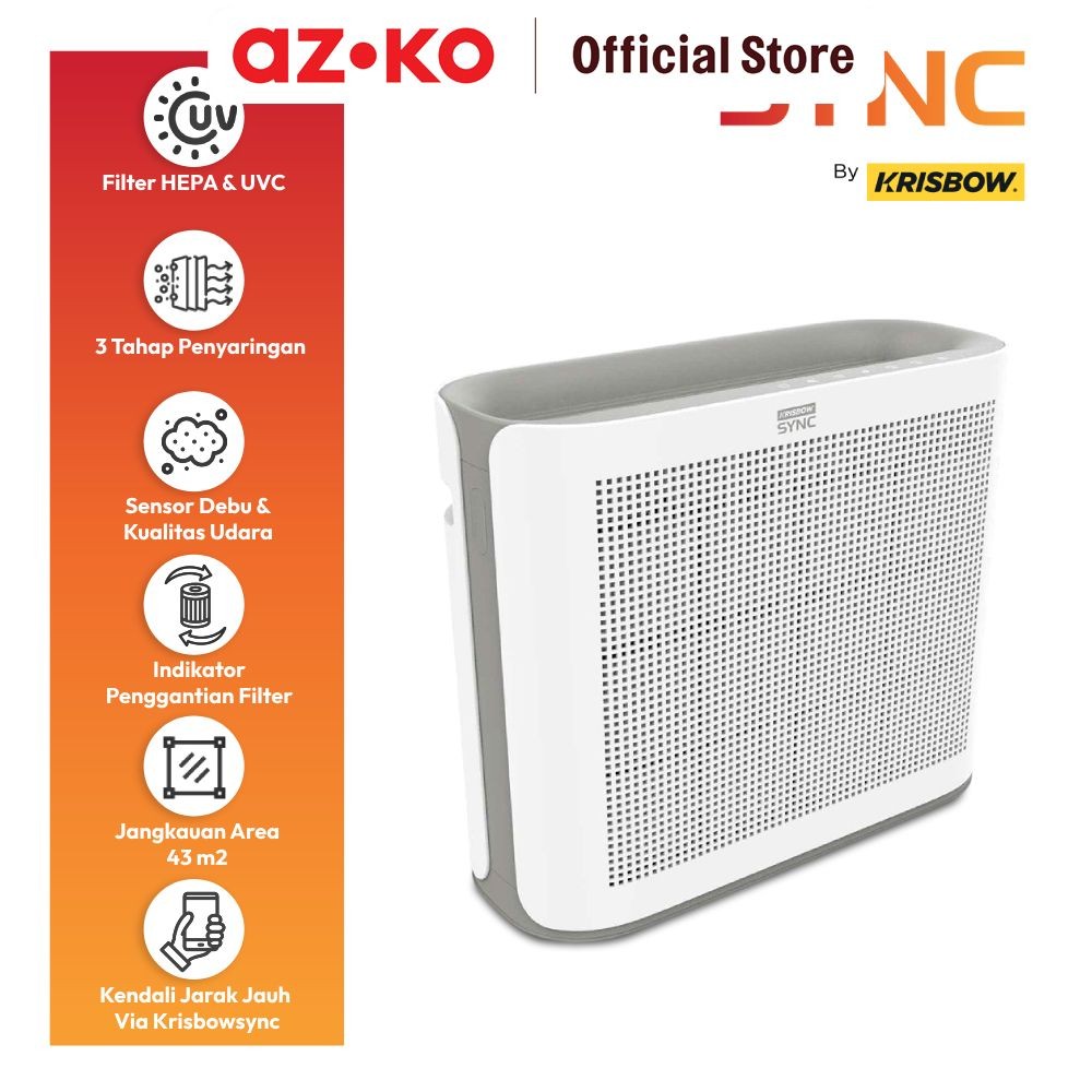 AZKO Krisbow Sync 43 M2 Smart Air Purifier Cadr 360M3/Jam - Putih Penyaring Udara Pembersih Ruangan 
