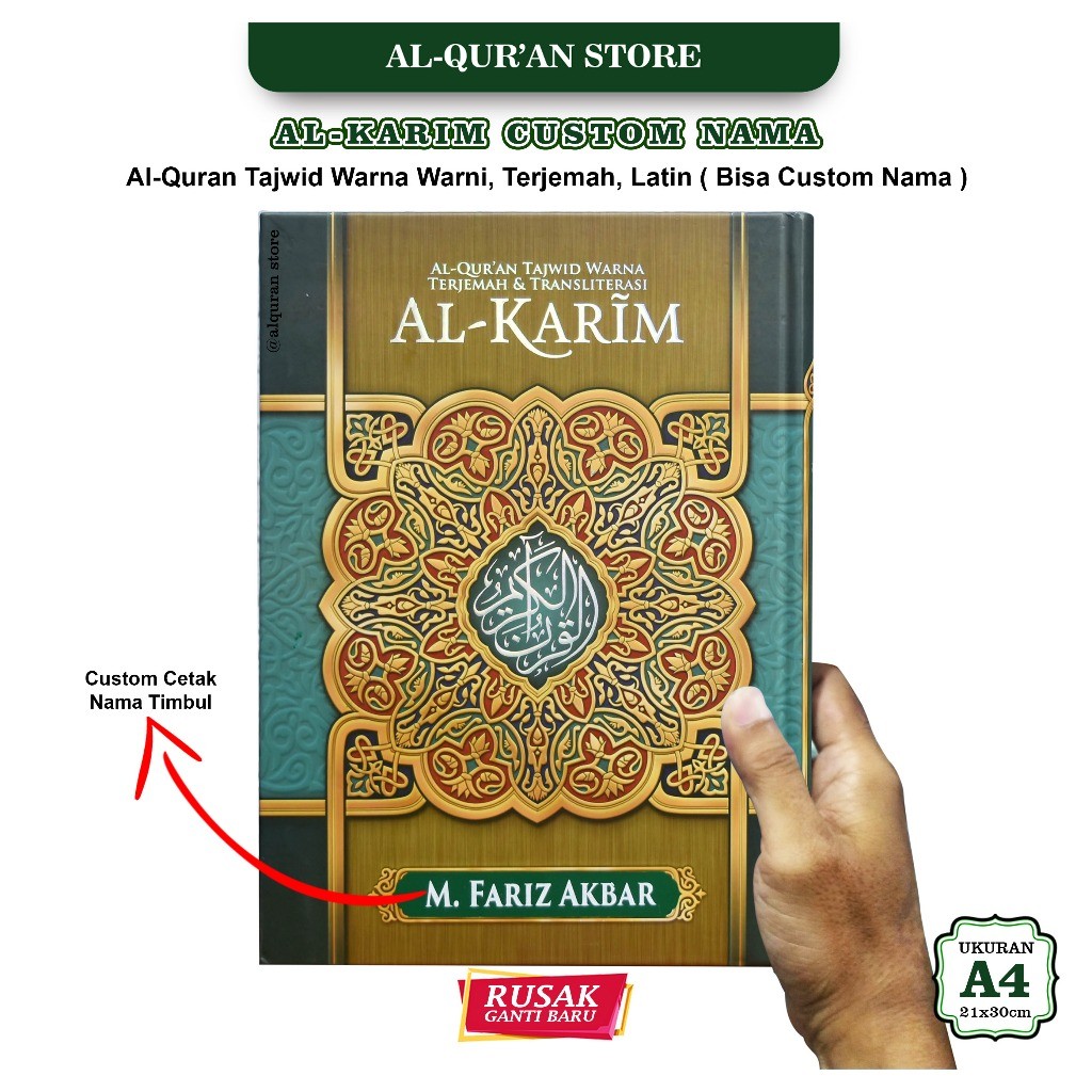 

[BISA Cod] Al Quran Al Karim, Al Quran Terjemah Tajwid Warna, Al Quran Transliterasi Alkarim A4 & A5 Latin Per Ayat