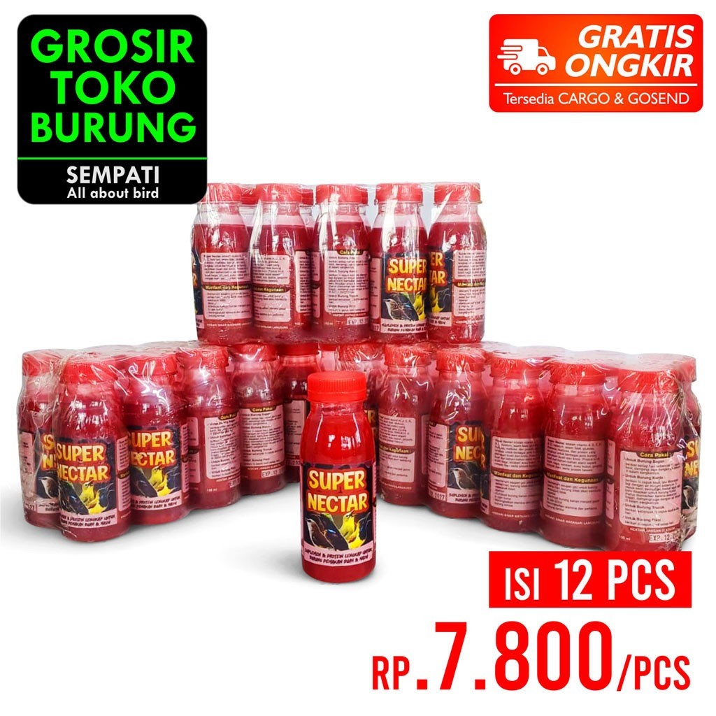 SEMPATI GROSIR Super Nectar Nektar 150ml Isi 12 Pcs Vitamin Suplemen Protein Burung Sogon Konin Ninj