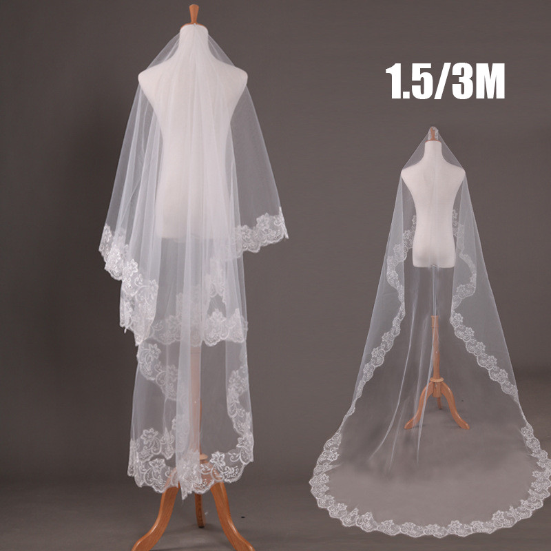 Altar Veil / Wedding Bridal Veil / 3M Long Single Slayer Lace Veil