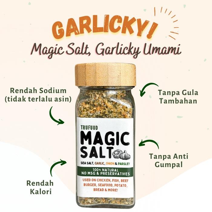 

BR TRUFUUD Bumbu Marinasi Dapur Bawang Putih Bubuk Umami Asin Gurih No MSG No Preservative Pretzel Powder Shaokao - Magic Salt Garlic - JAR 65GR